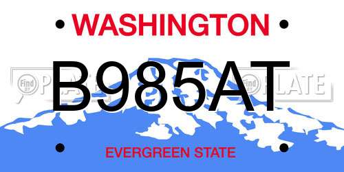 B985AT Washington License Plate
