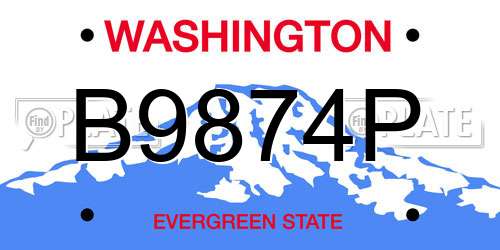 B9874P Washington License Plate