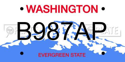 B987AP Washington License Plate