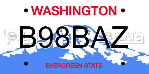 B98BAZ Washington License Plate