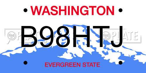 B98HTJ Washington License Plate