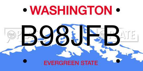 B98JFB Washington License Plate