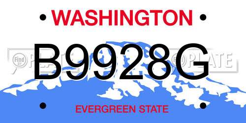 B9928G Washington License Plate