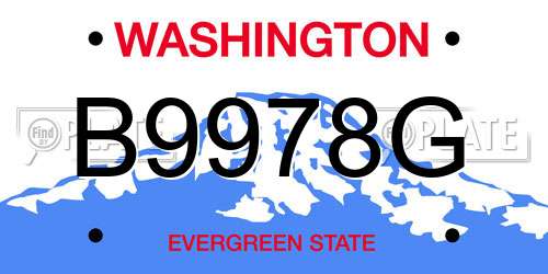 B9978G Washington License Plate