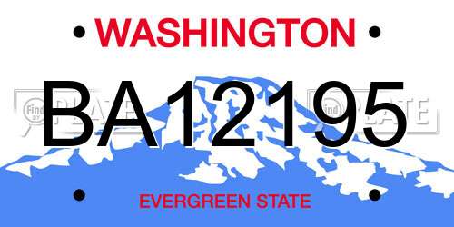 BA12195 Washington License Plate