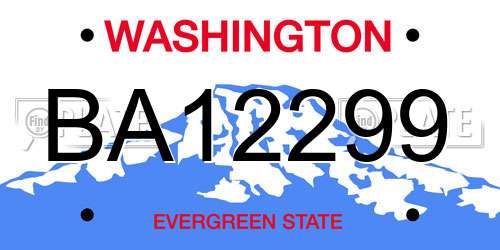 BA12299 Washington License Plate