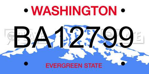 BA12799 Washington License Plate