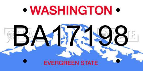 BA17198 Washington License Plate