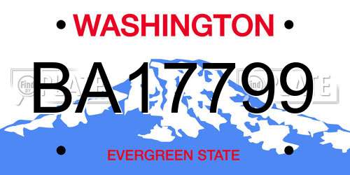BA17799 Washington License Plate