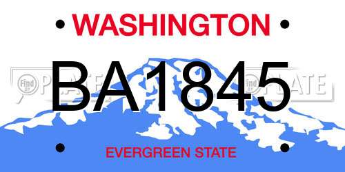 BA1845 Washington License Plate