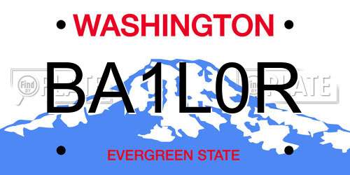 BA1L0R Washington License Plate