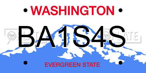 BA1S4S Washington License Plate
