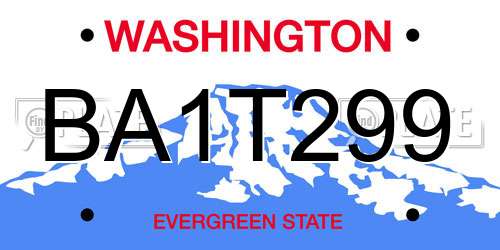 BA1T299 Washington License Plate