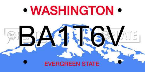 BA1T6V Washington License Plate