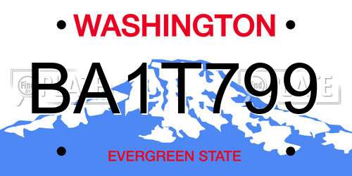 BA1T799 Washington License Plate