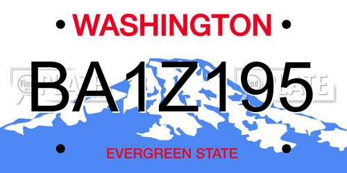 BA1Z195 Washington License Plate