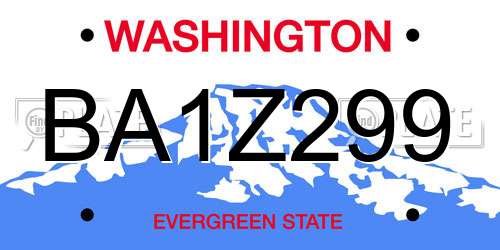 BA1Z299 Washington License Plate