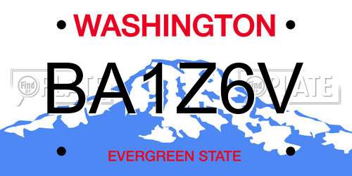 BA1Z6V Washington License Plate