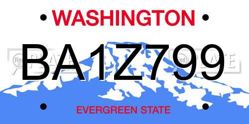 BA1Z799 Washington License Plate
