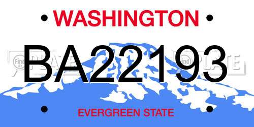 BA22193 Washington License Plate