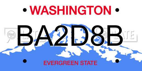 BA2D8B Washington License Plate