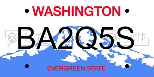 BA2Q5S Washington License Plate
