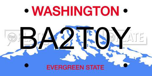 BA2T0Y Washington License Plate