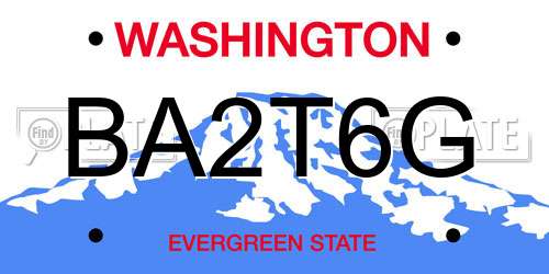 BA2T6G Washington License Plate