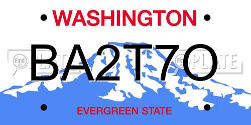 BA2T7O Washington License Plate