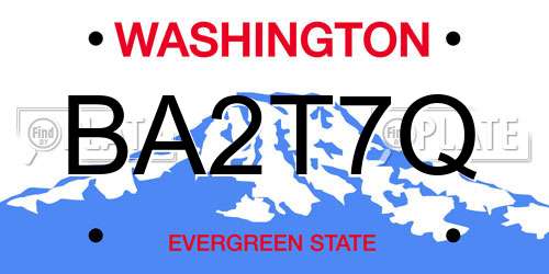 BA2T7Q Washington License Plate