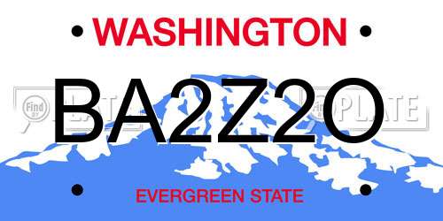 BA2Z2O Washington License Plate