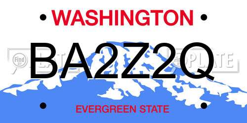 BA2Z2Q Washington License Plate