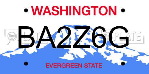 BA2Z6G Washington License Plate
