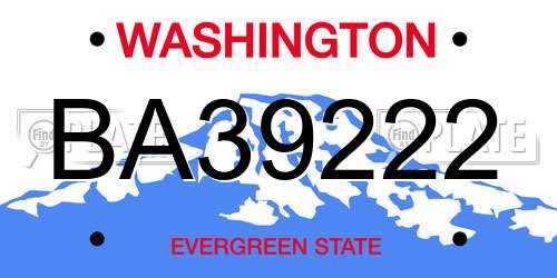 BA39222 Washington License Plate