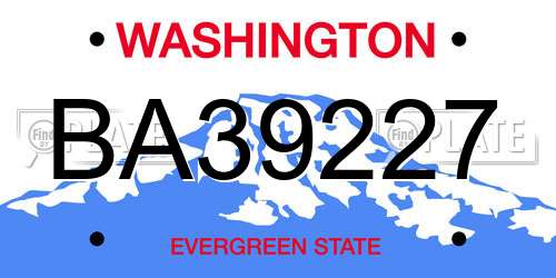 BA39227 Washington License Plate
