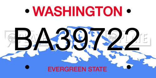 BA39722 Washington License Plate