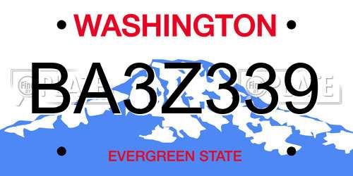 BA3Z339 Washington License Plate