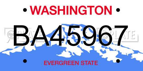 BA45967 Washington License Plate