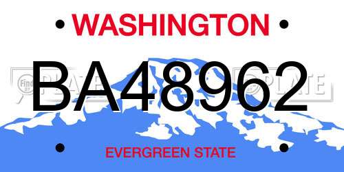 BA48962 Washington License Plate
