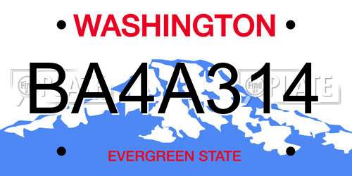 BA4A314 Washington License Plate