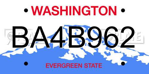 BA4B962 Washington License Plate