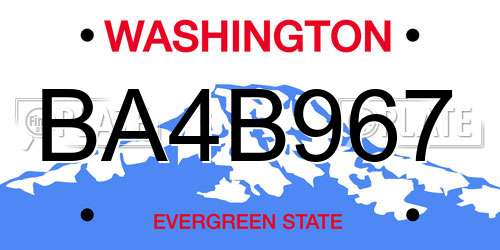 BA4B967 Washington License Plate