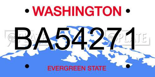 BA54271 Washington License Plate
