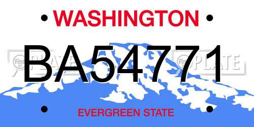 BA54771 Washington License Plate