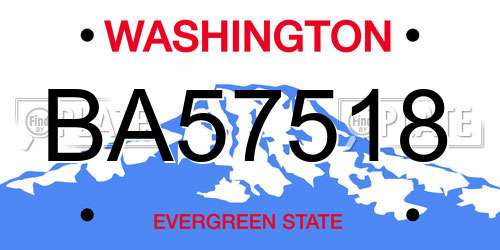 BA57518 Washington License Plate