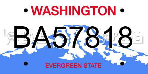 BA57818 Washington License Plate