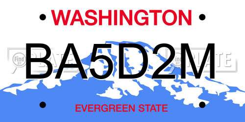 BA5D2M Washington License Plate
