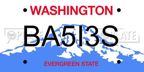 BA5I3S Washington License Plate