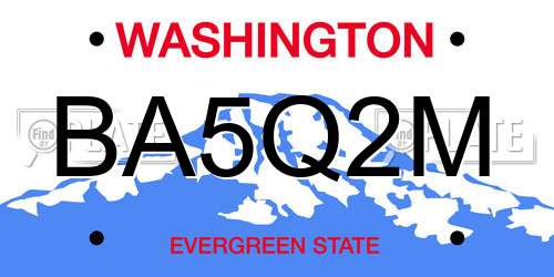 BA5Q2M Washington License Plate