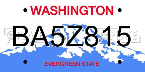 BA5Z815 Washington License Plate